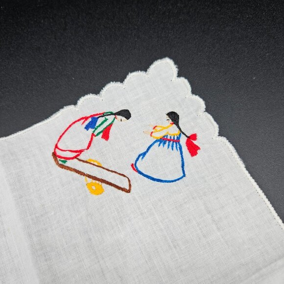 Vintage Handkerchief Lot Of 8 Embroidered & Printed Designs Cotton/linen blend - Picture 8 of 16